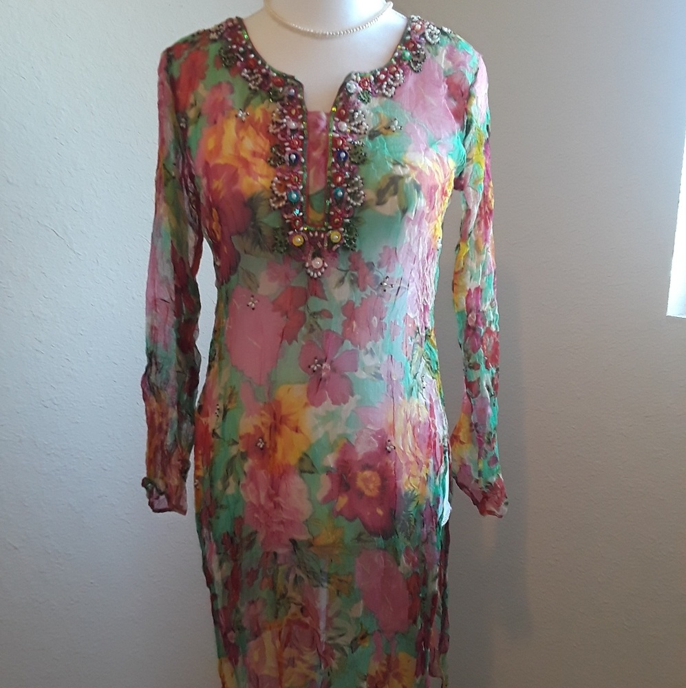 Sequin detail swimsuit cover up